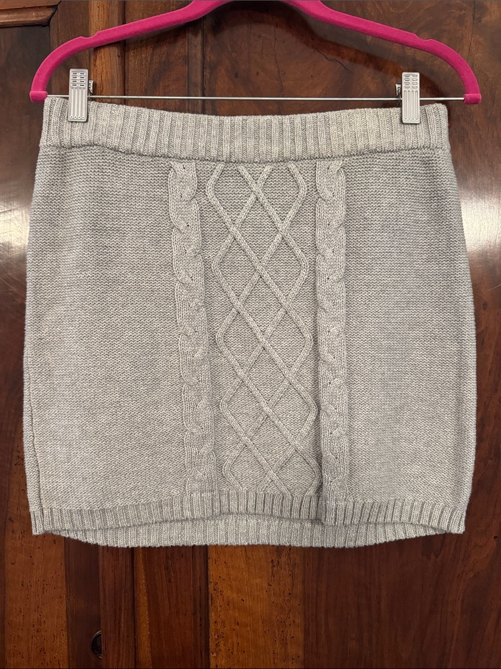 Cherokee Light Gray Cable-Knit Mini Skirt